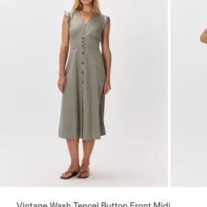Quince Vintage Wash Tencel Midi Dress in Olive